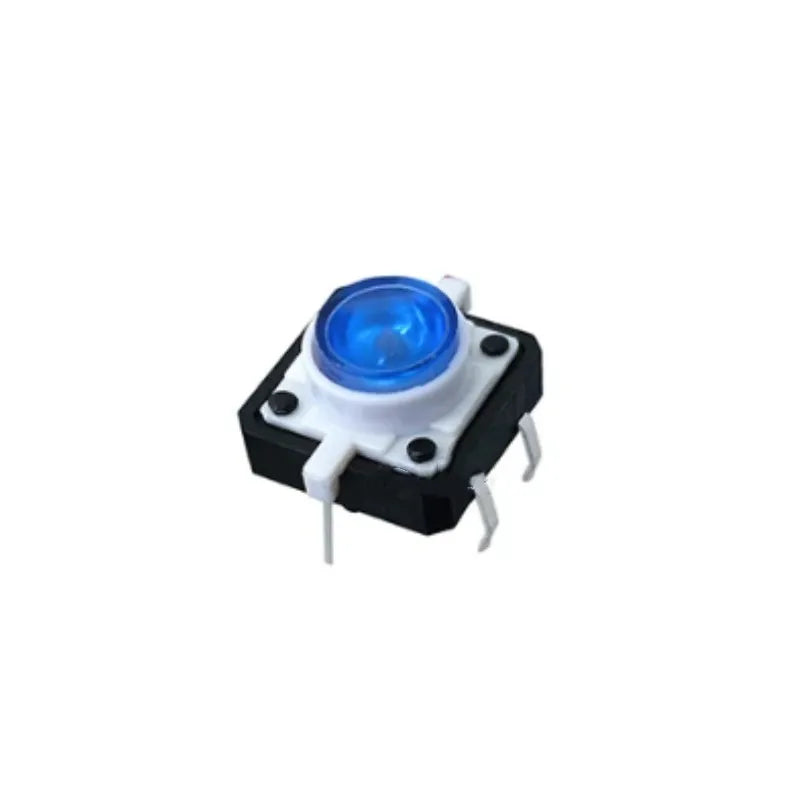 5PCS Reset Button Momentary Switch With Light 12x12x7.3mm Green Blue Red Yellow White LED Illuminated Tact Switch 12*12*7.3MM Peaceful Pleasures Health and Wellness Blue