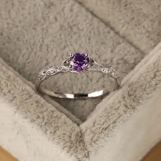 Women's Amethyst Zirconia Fashion Ring – Prong Set Gem Fashion Gemstone Ring Oasis Select