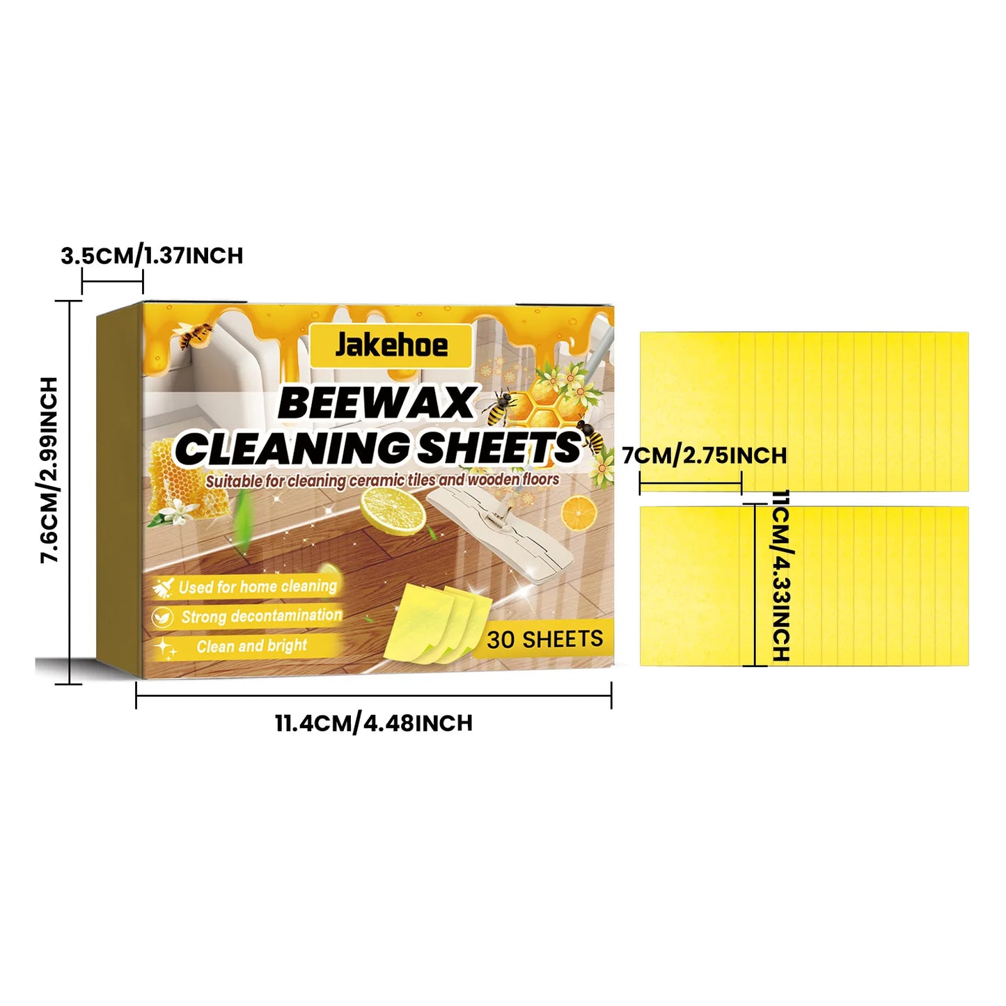 Beeswax Floor Cleaning Sheets 30pcs – Shine & Stain Remover