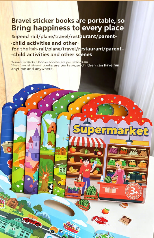 Reusable Sticker Books Kids Ages 3-6 Portable Travel Activity Book Peaceful Pleasures Health and Wellness