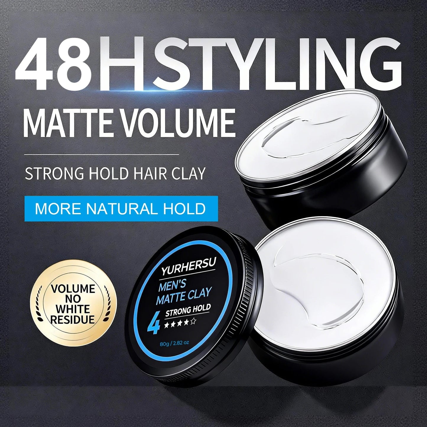 Men's Hair Clay Strong Hold Matte Finish – Natural Look 80g