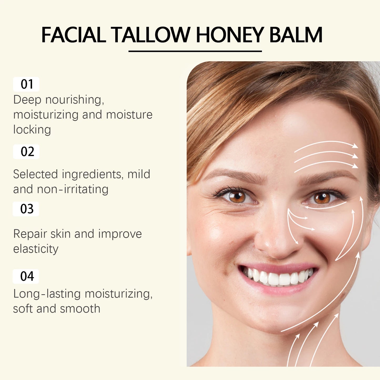 Beef Tallow Honey Face Cream – Moisturizing & Firming 120g