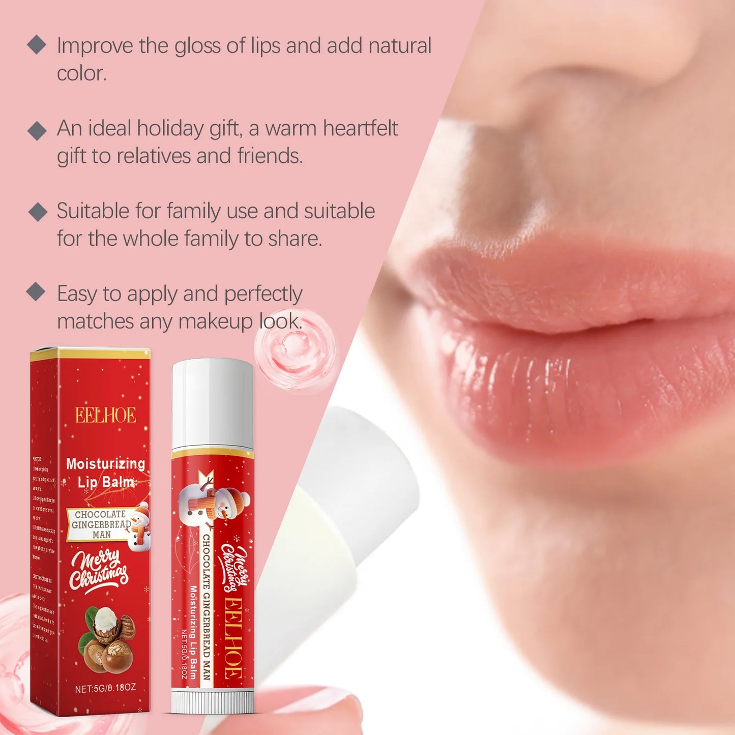 Christmas Lip Balm Set Moisturizing Lip Care Repair Dry Chapped Lips Nourishing Holiday Gift Autumn Winter Lip Care Peaceful Pleasures Health and Wellness