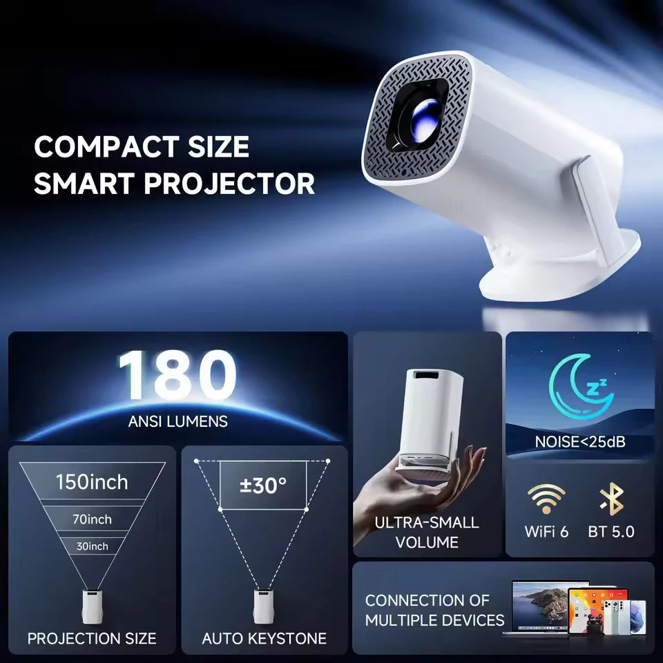Portable P30PRO Mini Projector Linux System WiFi6 BT 5.0 Support 4K 1280*720P Smart Home Cinema Outdoor Portable Projector 2026 Peaceful Pleasures Health and Wellness