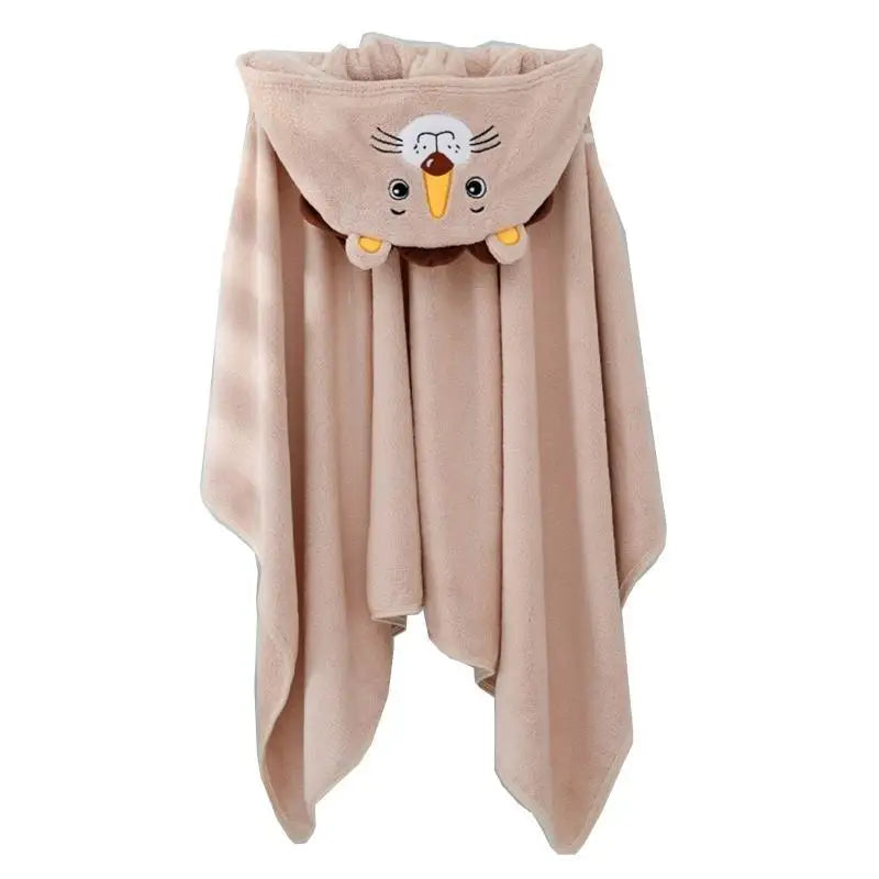 Baby Hooded Bath Towel | Coral Fleece Cartoon Animal Poncho