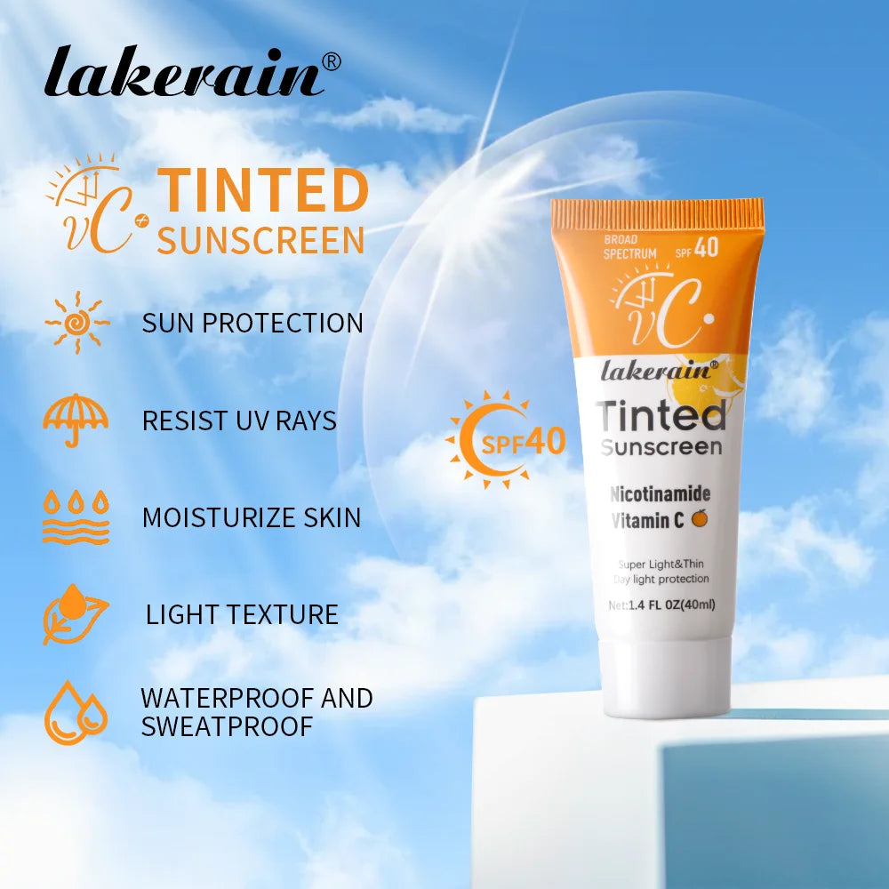 SPF40 Tinted Moisturizing VC Sunscreen Skin Protection Refreshing Makeup Sunscreen Cream UV Anti-aging Resistance Sunscreen Peaceful Pleasures Health and Wellness