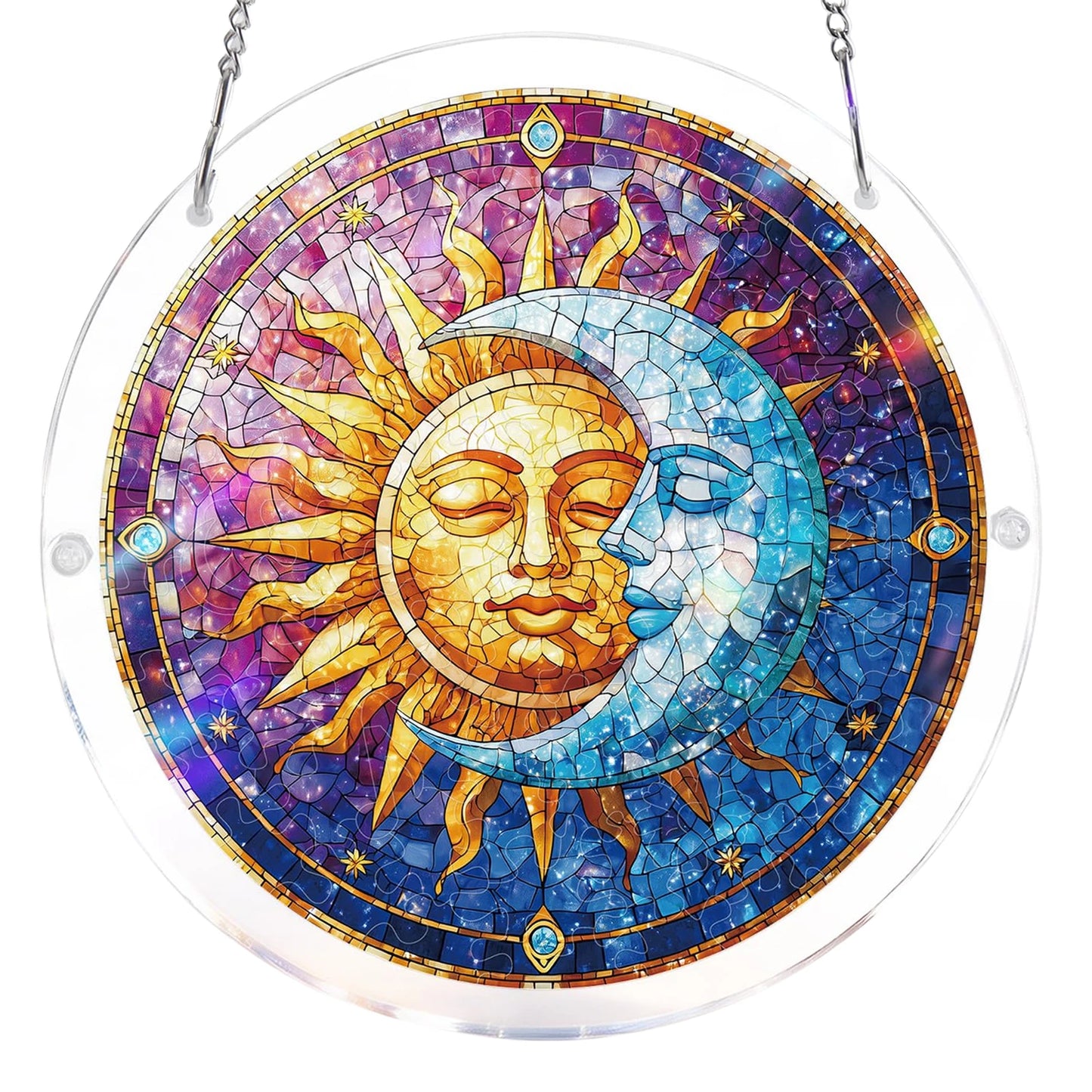 Sun Catcher Puzzle Curtain Decoration Unique Acrylic Sun Catcher Puzzle Kit 7.36 Inch for Doors Garden and Window Hanging Home Peaceful Pleasures Health and Wellness F