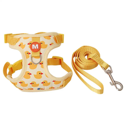 Yellow Duck Dog Harness & Leash Set | Adjustable Nylon Vest Dog Harness Set Oasis Select Yellow XL