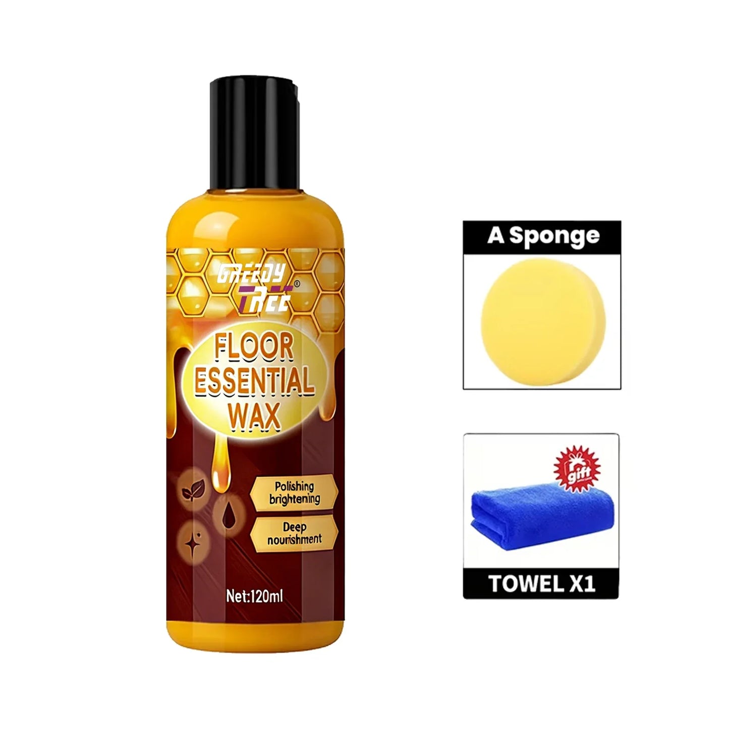 120ml Floor Wax Polish Kit with Sponge & Towel – Wood & Tile