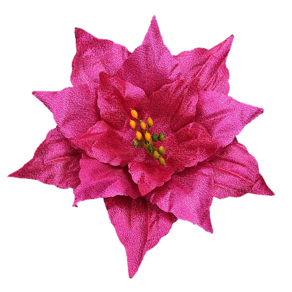 Glitter Poinsettia Christmas Flower Decoration 20cm | 10 Colors