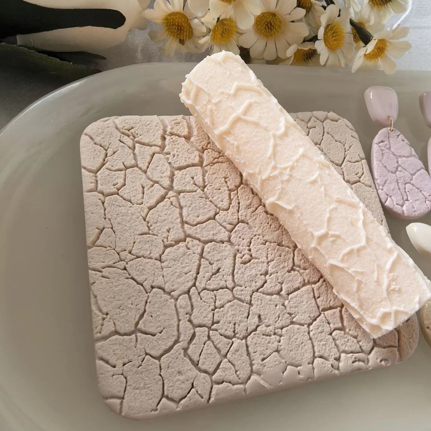 Polymer Clay Irregular Cracks Texture Roller | Pottery Stamps for Polymer Clay Earrings, Jewelry & Embossing Peaceful Pleasures Health and Wellness