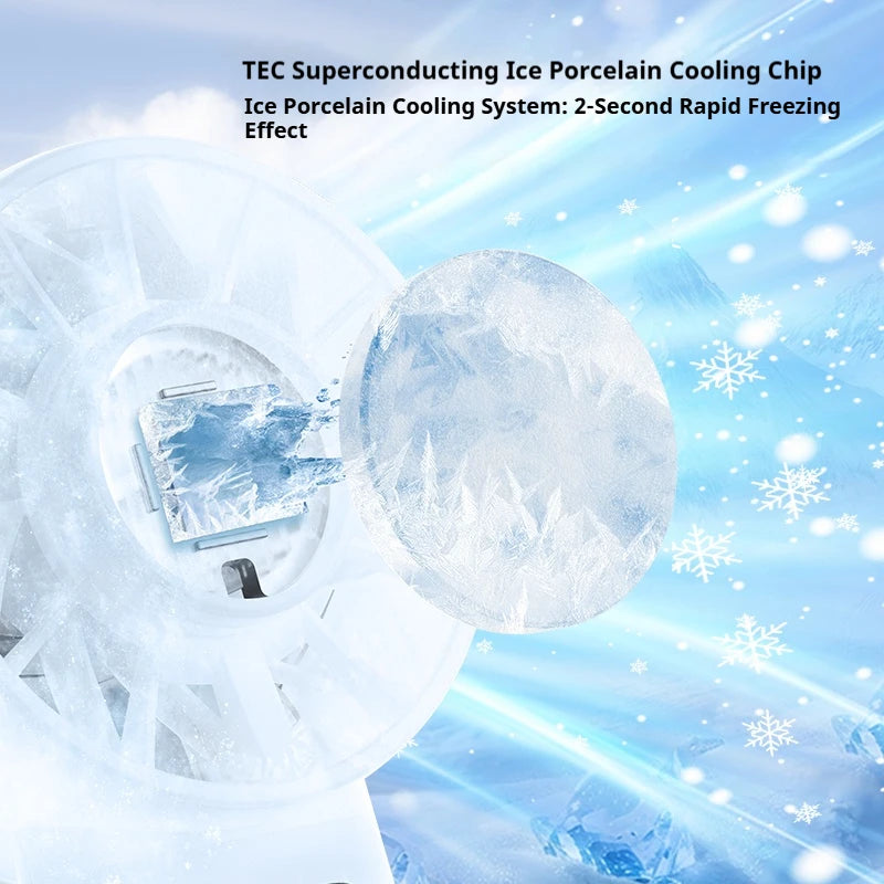 HOMEFISH Ice compress high-speed cooling fan handheld fans USB Rechargeable portable LED Digital Display Travel Camping Outdoor Peaceful Pleasures Health and Wellness