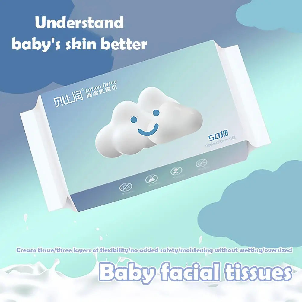 50 Sheets Baby Cloud Soft Lotion Tissues, Hypoallergenic Moisturizing Facial Tissues For Sensitive Skin & Baby Care Peaceful Pleasures Health and Wellness