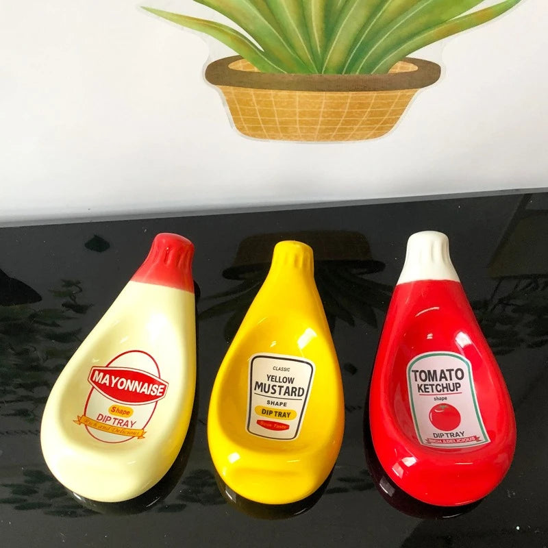 Restaurant Chili Sauce Squeeze Ketchup Mayonnaise Salad Sauce Dish Soy Sauce Dish Restaurant Ceramic Plate Dishes Home Plate Peaceful Pleasures Health and Wellness