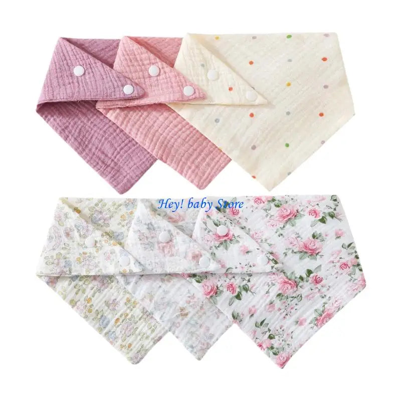 6-Pack Muslin Cotton Baby Bibs – Soft Drool & Feeding Bibs