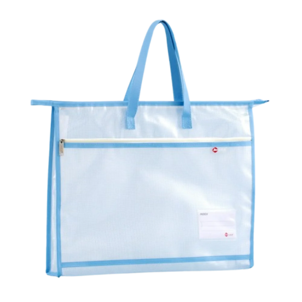 Clear A3/A4 File Storage Bag Thickened Multi-layer Zipper Pouch Bag Large Capacity Waterproof Data Document Bag File Holder Peaceful Pleasures Health and Wellness Blue-A3