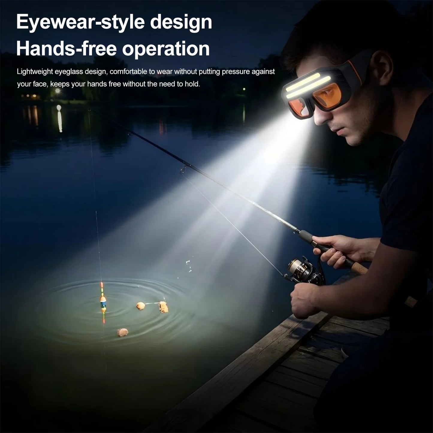 LED COB Double Light Source Protective Eyewear IPX4 Waterproof Headlight Light Up Glasses Headlamp for Camping Hiking Running Peaceful Pleasures Health and Wellness
