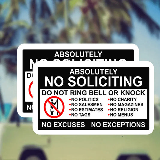 2pc Vinyl No Soliciting Decal Sticker Waterproof and Sunproo for Cars,Door Peaceful Pleasures Health and Wellness Default Title