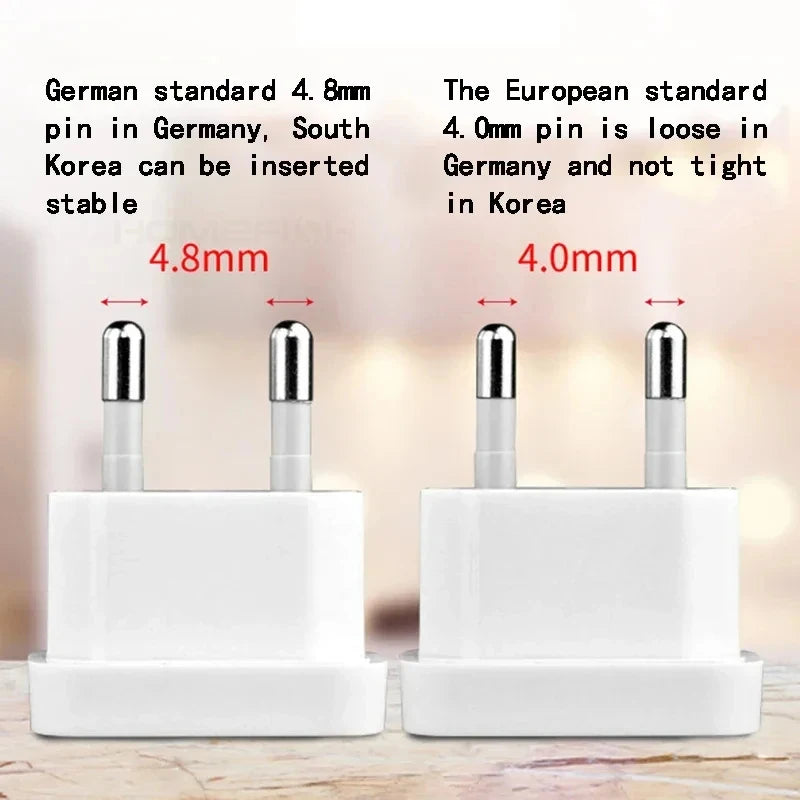 1 Pcs 4.8mm Power Plug Adapter US To EU Euro Europe Plug Power Plug Converter Travel Adapter Power Converter Outlet Peaceful Pleasures Health and Wellness