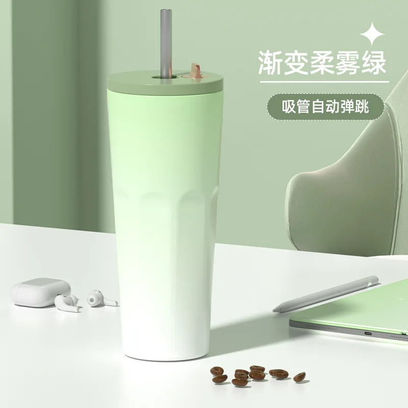 Gradient Vacuum Insulated Cup with Auto Pop-Up Straw 700ml