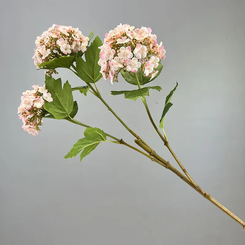 Silk Hydrangea Artificial Flower Branch | White & Blue Snowball