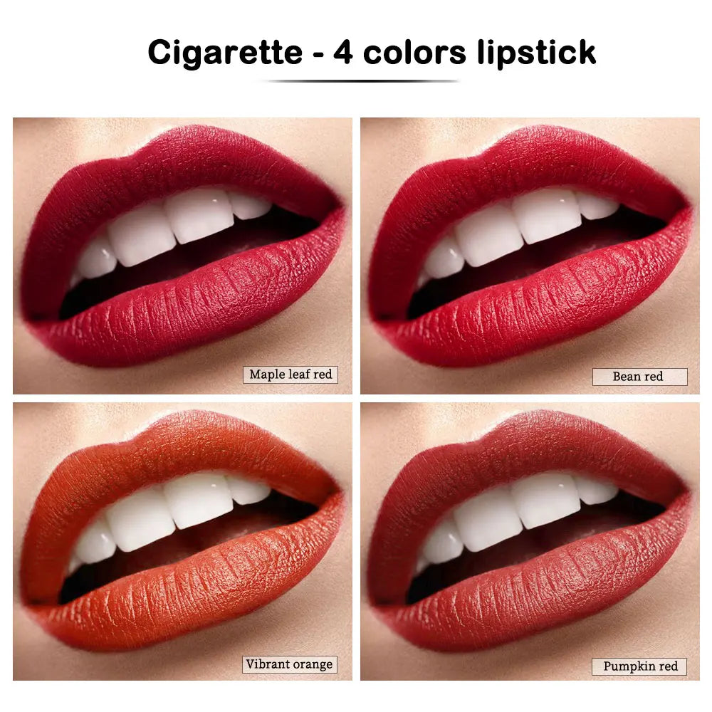 Lakerain 4 Colors Cigarette Lipsticks Velvet Matte Waterproof Long-lasting Lip Non-Stick Cup Cigarette Lipstick Makeup For Women Peaceful Pleasures Health and Wellness