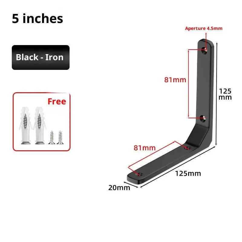 1PC Wall Mounted Shelf Angle Brackets Industrial Floating L Shelf Bracket Thick Heavy Duty Peaceful Pleasures Health and Wellness 1pc Black 125x125mm