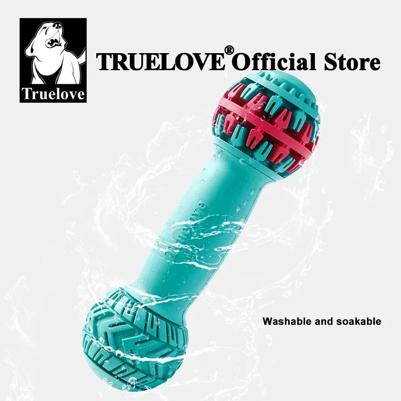 Truelove Pet Super Durable Leak-proof Treat Dispenser Dog Toy Dumbbell Slow Feeder IQ Training Playing Teething Dog TLT2606 Peaceful Pleasures Health and Wellness