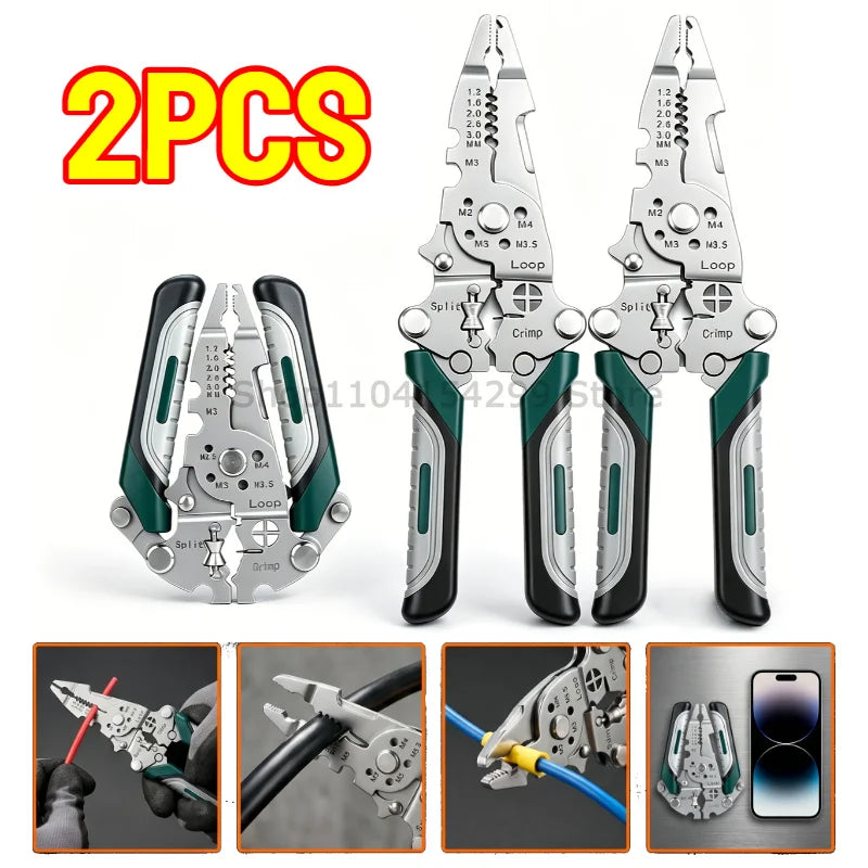 Foldable Multifunctional Wire Stripper & Crimping Pliers