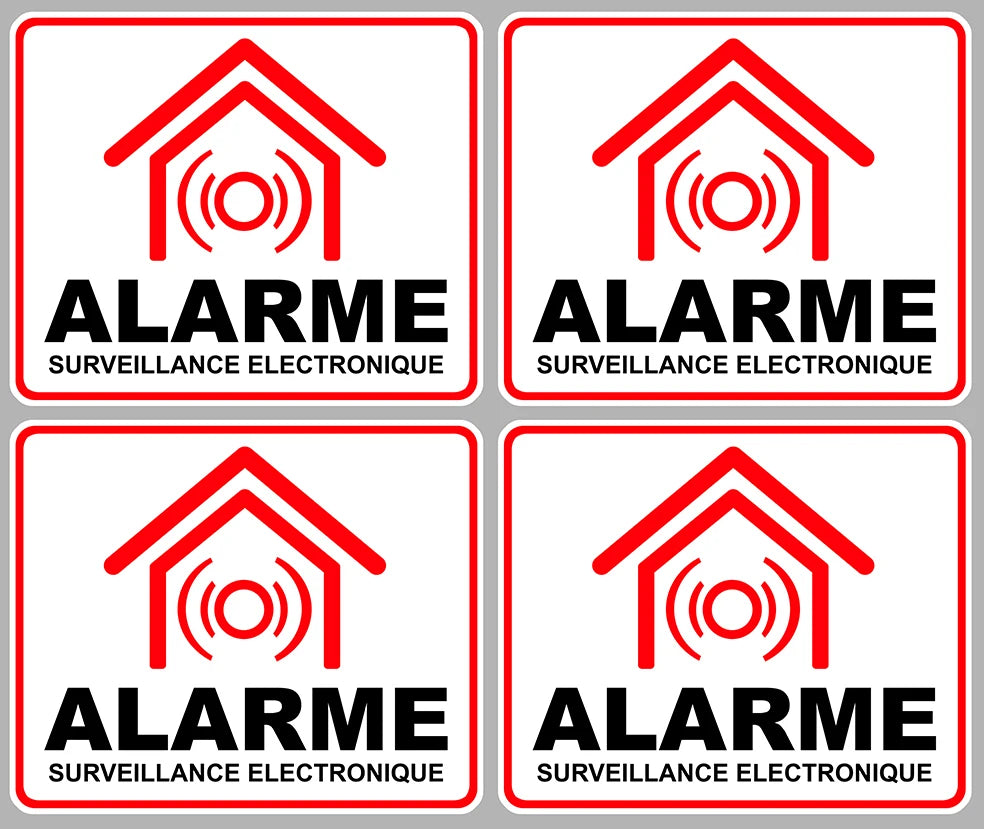 4packs 8cmx6,5cm Alarme Surveillance Propriete Securite Autocollant Sticker Peaceful Pleasures Health and Wellness Default Title