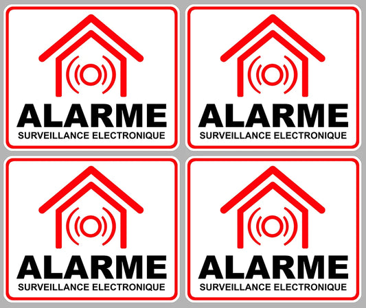 4packs 8cmx6,5cm Alarme Surveillance Propriete Securite Autocollant Sticker Peaceful Pleasures Health and Wellness Default Title