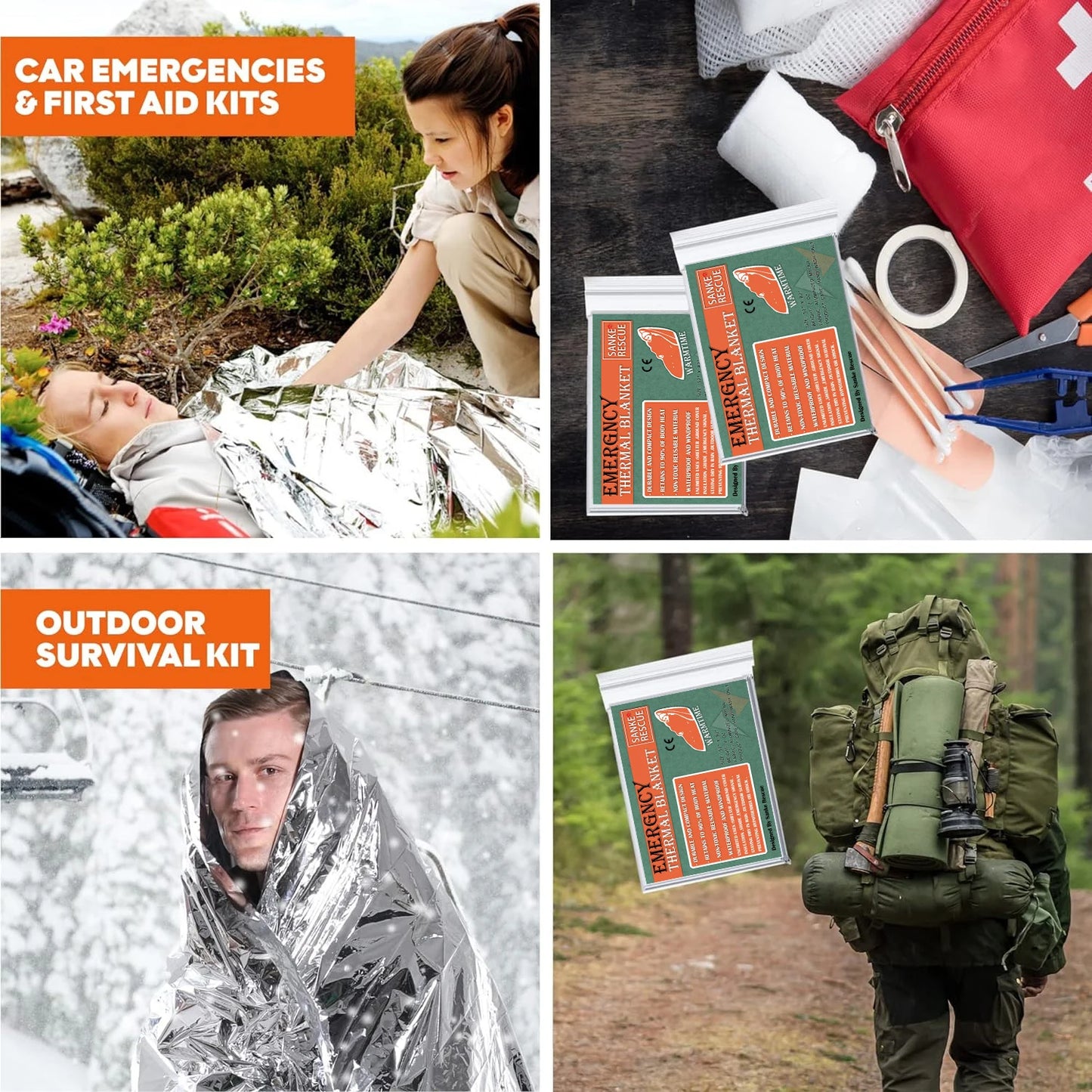 Hypothermia rescue first aid kit camp keep foil mylar lifesave warm heat bushcraft outdoor thermal dry emergent blanket survive Peaceful Pleasures Health and Wellness