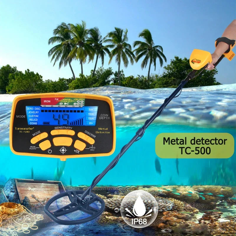 TC-500 Metal Detector Waterproof Underground 100CM Professional Gold Detector Adults for Treasure Finder Pinpointing Peaceful Pleasures Health and Wellness
