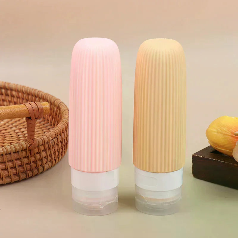 4Pcs/Set Silicone Travel Bottles 90ml Travel Size Containers Leak Proof Refillable Liquid Squeezable Clear Toiletry Bag Peaceful Pleasures Health and Wellness
