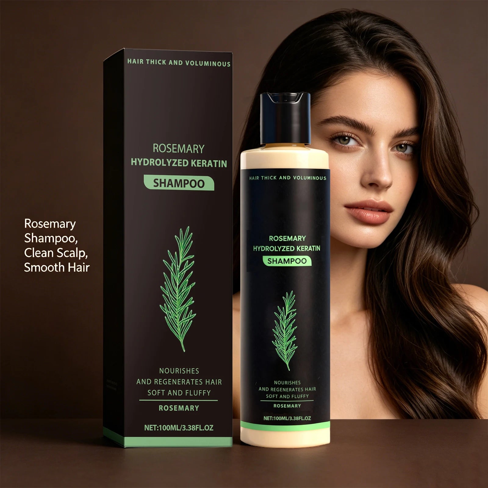 Rosemary Hydrolyzed Keratin Shampoo 100ml, Volumizing Thickening Cleanser Anti-Frizz Repair Nourishing Shampoo for Damaged Hair Peaceful Pleasures Health and Wellness