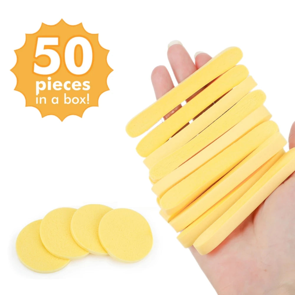 100/50 Pcs Round Facial Sponges Compressed Makeup Remover Pads for Facial Cleansing Exfoliating Wash Facial Puff Sponge Travel Peaceful Pleasures Health and Wellness 50pcs