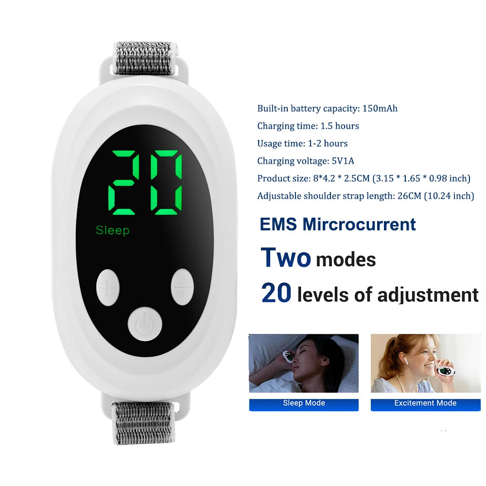 Handheld Sleep Aid Device Microcurrent Stimulator Portable Anxiety & Sleeplessness Support Device Physical Insomnia Reliever Peaceful Pleasures Health and Wellness 20 Gears WHITE