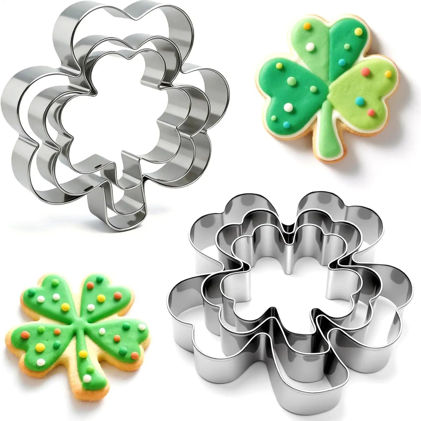 3-Piece Clover Cookie Cutter Set | St. Patrick's Day Baking Mold