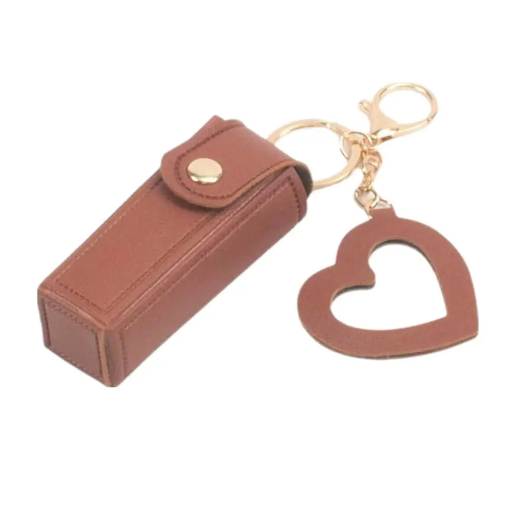 Mini PU Leather Lipstick Bag Keychain | Lip Gloss Holder Lipstick Bag Keychain Peaceful Pleasures Health and Wellness