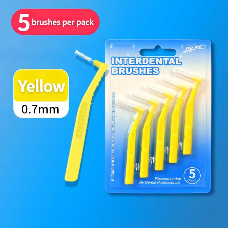 2/5Pcs L-shaped Interdental Brushes Portable Soft Bristle Interdental Cleaners Brushes Travel Peaceful Pleasures Health and Wellness A2