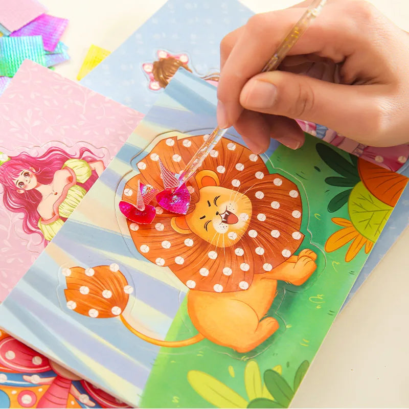 Poke-in Art Crafts Kids Puzzle Fabric Puncture Painting Magical