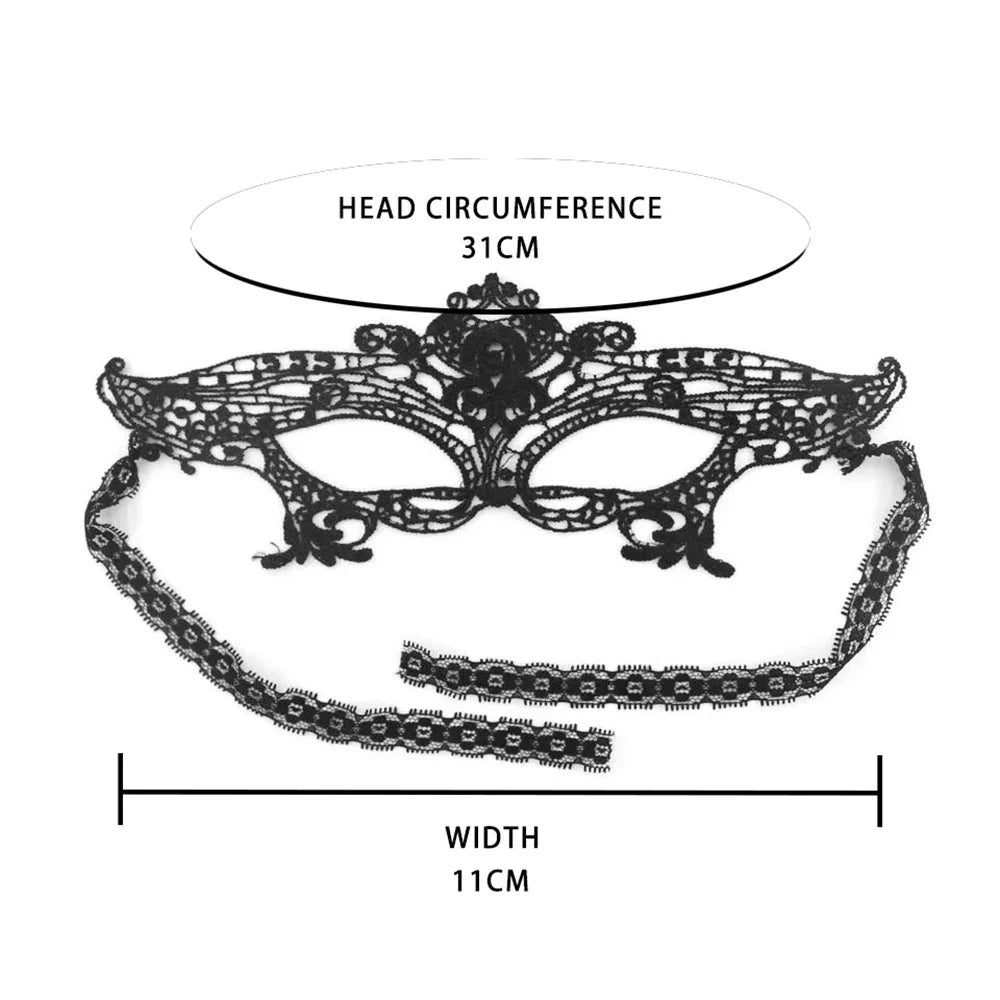 Black Queen Lace Mask Embroidery Appliques Party Costume Carnival
