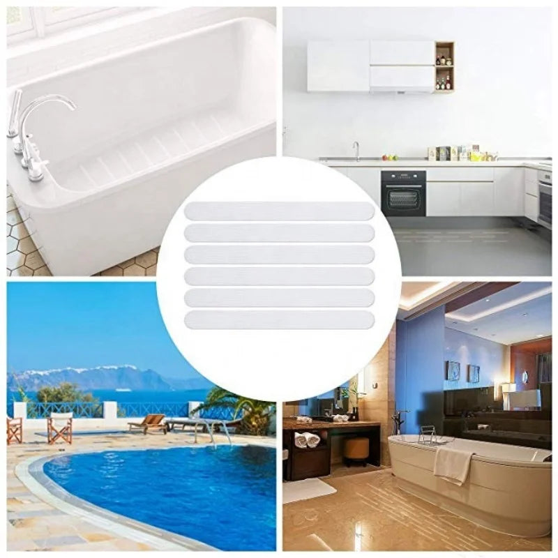 24-Pack Transparent Non-Slip Strips for Bath, Stairs & Pool
