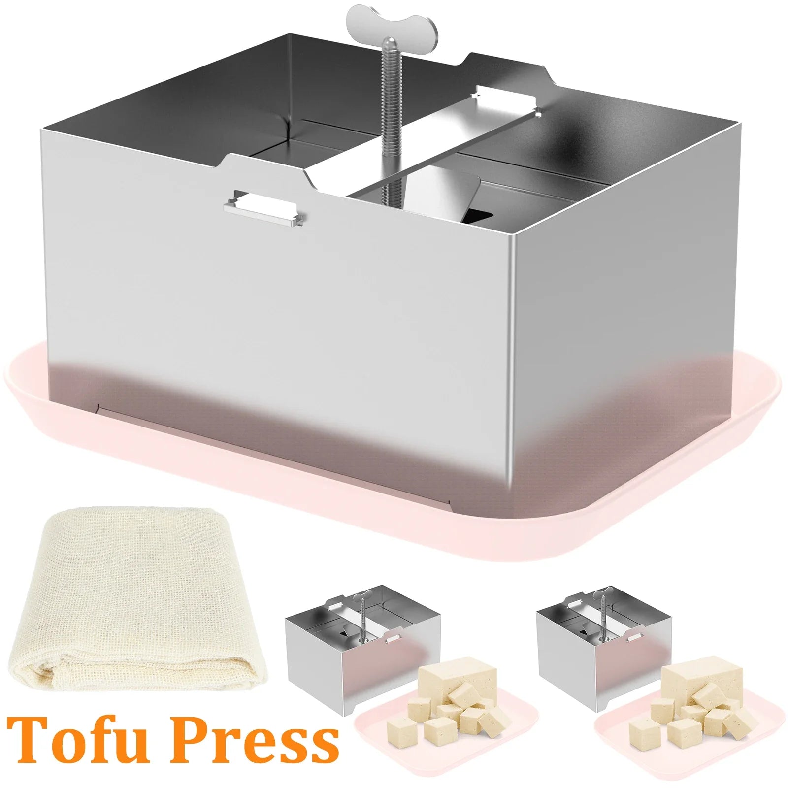 Tofu Press Mould Cheese Making Molds Food Grade Stainless Steel Tofu Maker Press Mold Kit Homemade Tofu Mold Kitchen Tool Set Peaceful Pleasures Health and Wellness