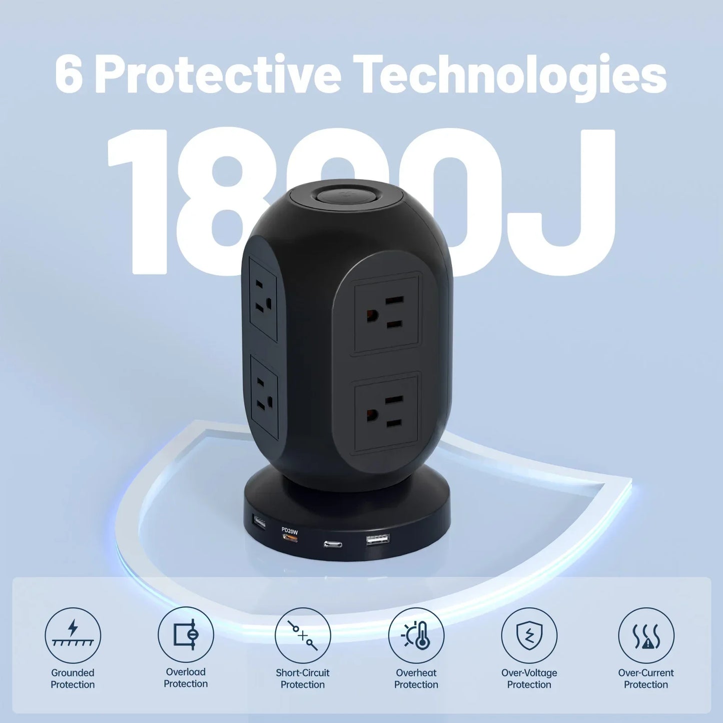 Lantern Tower Socket Extender 20W PD Fast Charging US Plug Peaceful Pleasures Health and Wellness