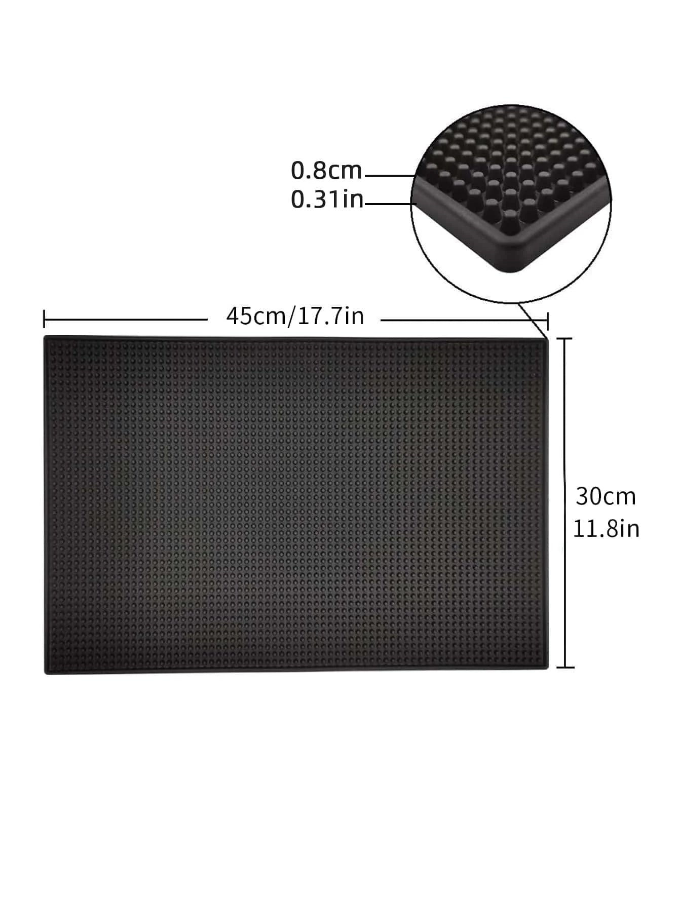 Bar Mat 17.7 x 11.8 in Thick Durable and Stylish Black Bar Spill Mat Non Slip Non-Toxic Service Mat for Coffee Bars Peaceful Pleasures Health and Wellness black 30cm x 45cm