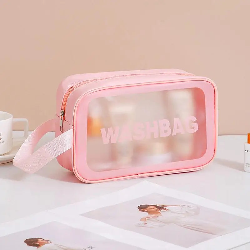 Dry-wet Separation Double Transparent PU Makeup Bag Portable Washing Bag Cosmetic Storage Bag Travel Fitness Swimming Essentials Peaceful Pleasures Health and Wellness one size B