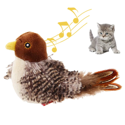 Interactive Flapping Wings Simulated Chirping Flying Bird Catnip Plush Cat Toy for Indoor Cats Peaceful Pleasures Health and Wellness Little Bird-1Pcs