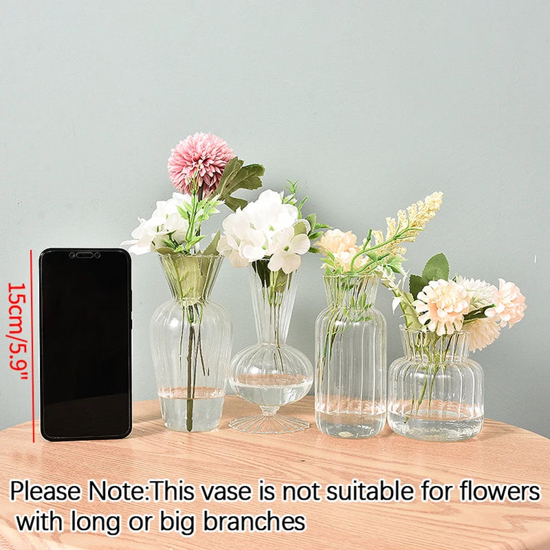 Vintage Transparent Glass Vase | Flower Bottle & Plant Pot