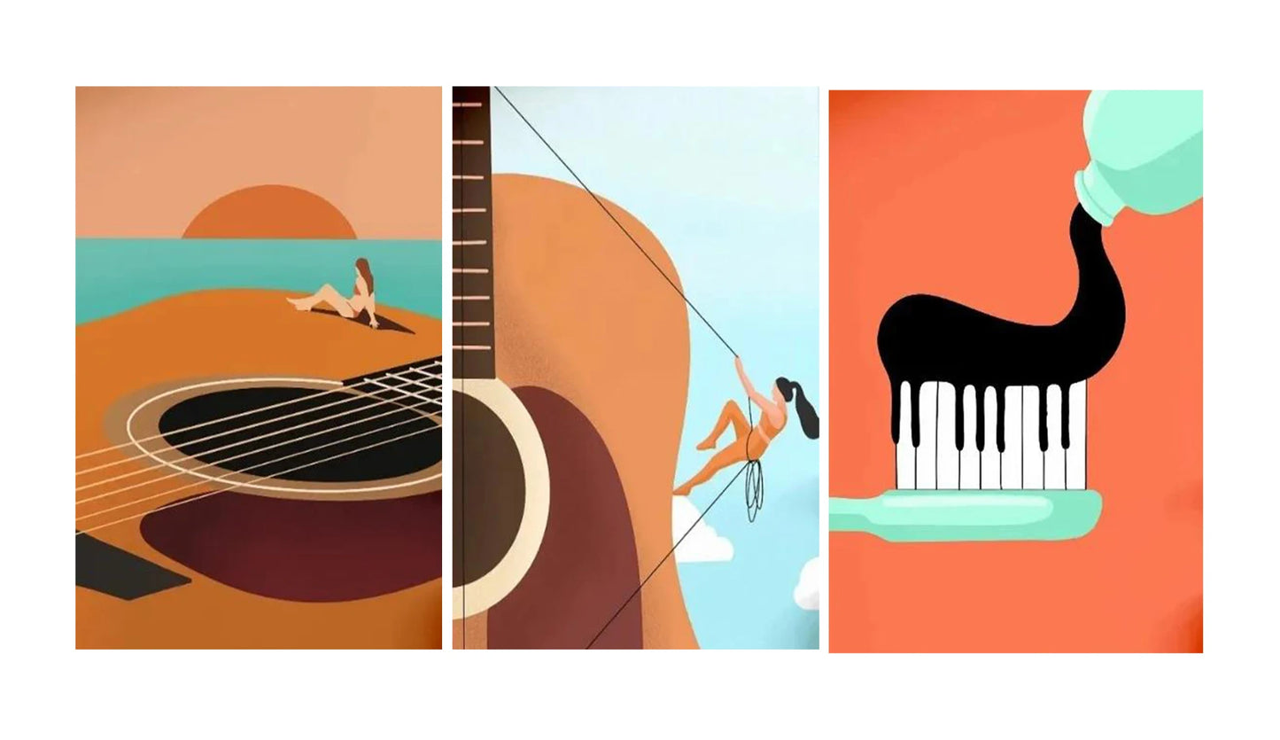 Vintage Music Art Funny Abstract Instrumental Canvas Painting Huge Guitar Piano Keys Poster Headphone Prints Home Decor Peaceful Pleasures Health and Wellness 61807-91 40x60cm Unframed